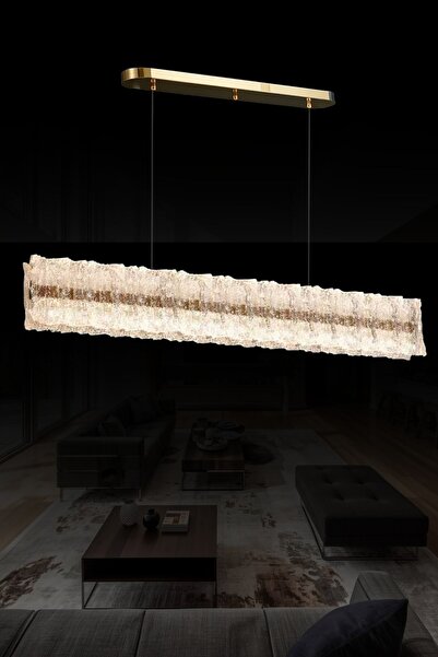 RONİSU AYDINLATMA Tierra Lüks Modern Kristal Görünümlü Pleksi Led Yemek Masas...