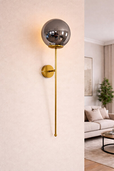 Ömür Avize Ayli̇n Antique Gold Case Globe Glass Wall Sconce