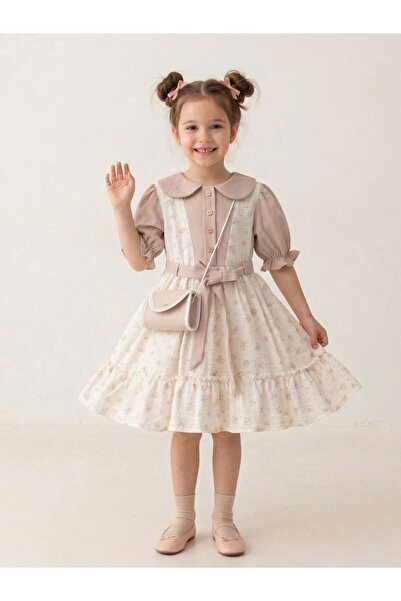 Cherrys Bebek Κοριτσίστικο φόρεμα με διακοσμητική τσάντα με σχέδιο λουλουδιών