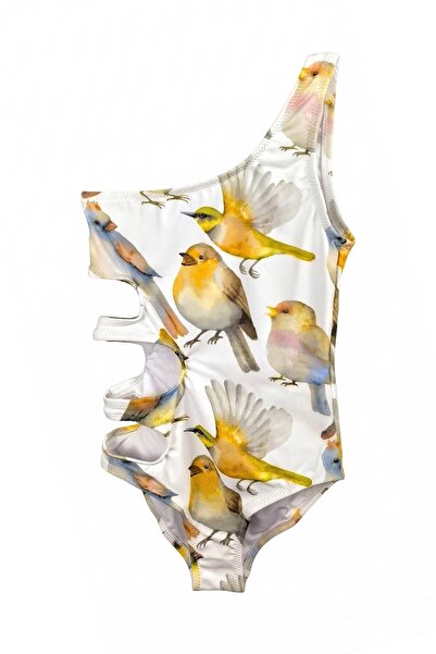 LOOK ME Artistic Bird Figured Asymmetrical Cut Triple Window Detail on the Si...