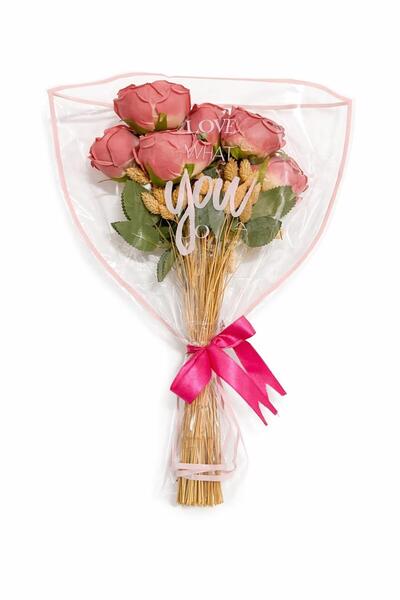MagicPink Şık ambalajlı Çiçek buketi. Kalıcı, dekoratif ve özel günler için i...