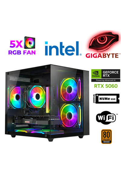 XASER Air X20 i5 14400F 16GB DDR5 Ram 1TB M.2 NVMe SSD 8GB RTX5060 Masaüstü O...