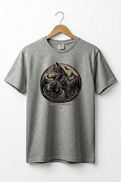WİDİ Tricou cu tematică Hunting Wolf și Hunting Dog, 100% bumbac, cu croială ...
