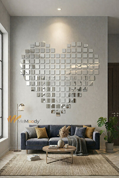 Memoody Dekoratif Yapışkanlı Kare Gümüş Pleksi Ayna 10 Adet 10x10cm