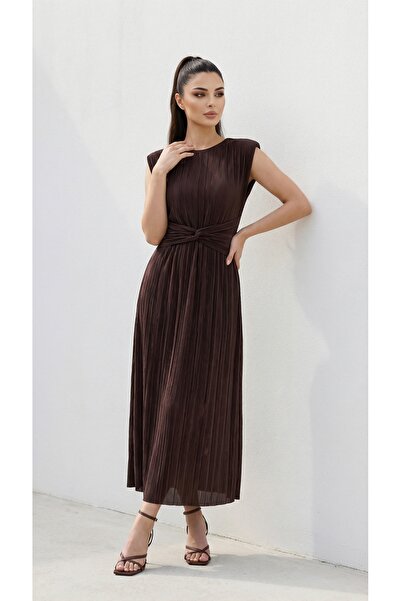 LAMİFUSTORE Πλισέ φόρεμα DANIEL με λεπτομέρεια στη μέση