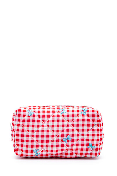 minebag ZC263 Υφασμάτινη γυναικεία τσάντα μακιγιάζ με φιόγκο καρό