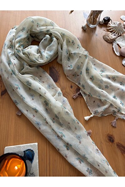 Chinko Soft and Lovingly Wrapping Shawl in a Floral Patterned Cheesecloth Fab...