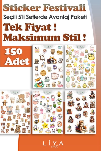 LiyaCraft 150 Parça Karışık Sticker Seti | Sevimli, Vintage, Kawaii Laptop, D...
