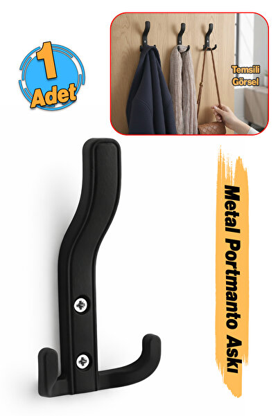 Badem10 (1 Adet) Aytuğ Portmanto Siyah Renk Dolap Askılık Duvar Askılığı Vest...