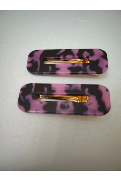 Nsk Textile Boutique Set of 2 Hair Clips – Patterned Acrylic Clips, Strong Ho...