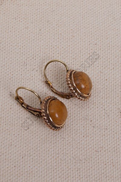 Süspüs Accessories أقراط أصلية مرصعة بحجر الجاسبر في المنتصف