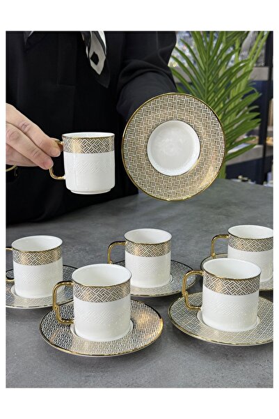 Doğudeko Luxury Porcelain 6-Piece Cup Set Doreen