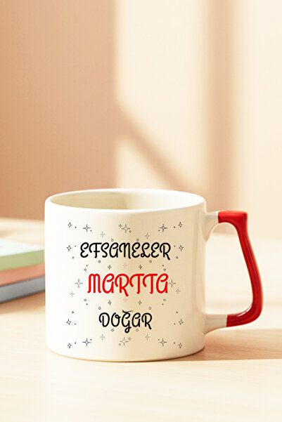 giftkonsept كوب مطبوع عليه عبارة "Efsaneler Martta Doğar" هدية لعيد ميلاد الص...