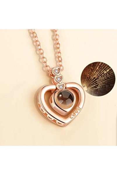 E-ANAMAG Κολιέ Σ' αγαπώ 100 Γλώσσες Ροζ Χρυσό