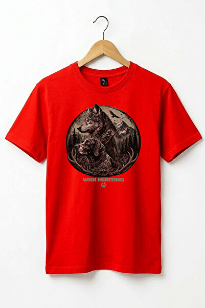 WİDİ Tricou cu tematică Hunting Wolf și Hunting Dog, 100% bumbac, cu croială ...