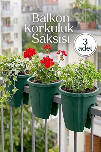 EFFE HOME Dekoratif Balkon Korkuluk Saksısı Oval 3 Adet