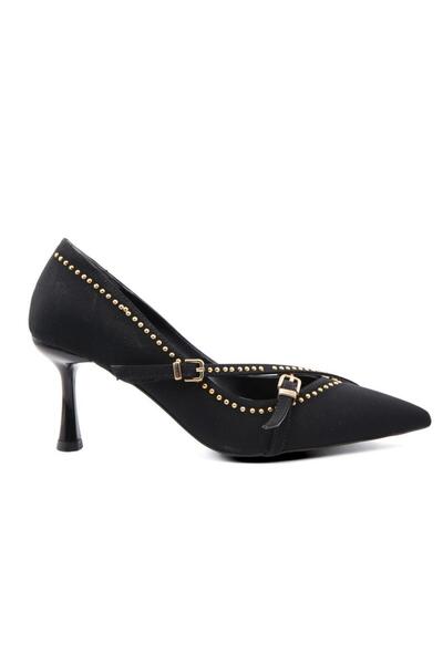 FELES 129-1750 Μαύρα γυναικεία παπούτσια με τακούνι