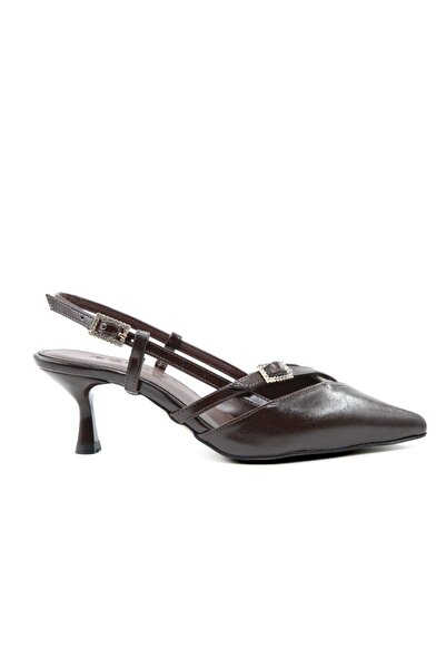 FELES 155-7350 Καφέ γυναικεία παπούτσια με τακούνι