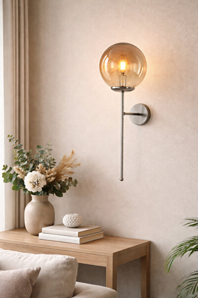 Ömür Avize Ayli̇n Gray Case Globe Glass Wall Lamp