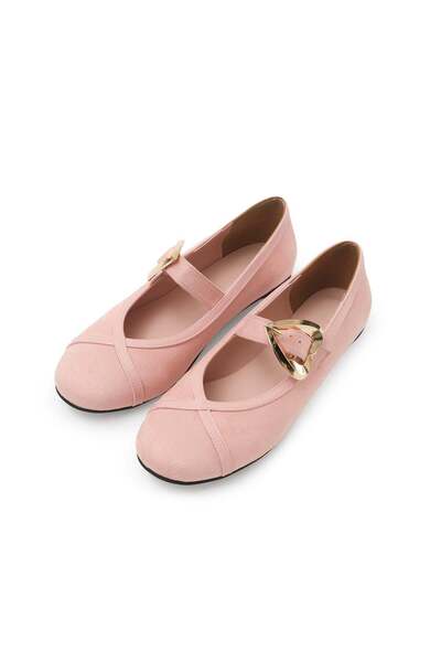 Mio Gusto Γυναικείες μπαλαρίνες Roxy Powder Color Heart Buckle