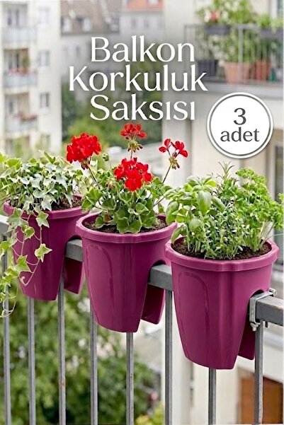 EFFE HOME Dekoratif Balkon Korkuluk Saksısı Oval 3 Adet