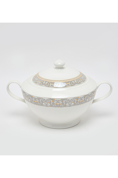 Sur La Table New Bone China 34x20cm White/Silver Tureen