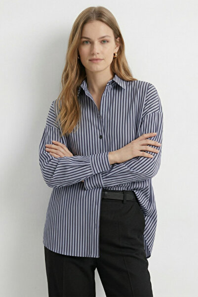 Rays Μαύρο ριγέ πουκάμισο casual 5475