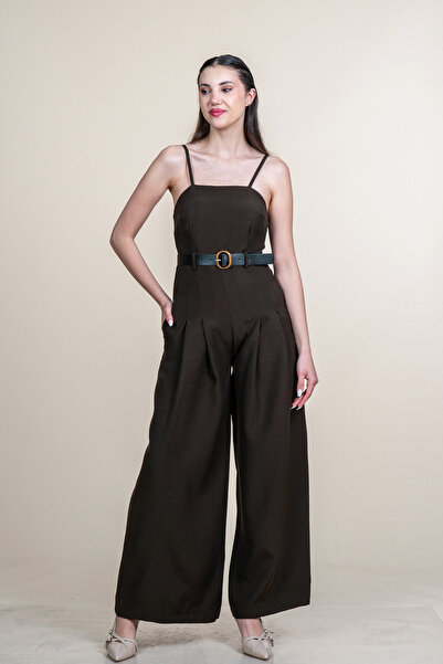 MissVina Strapped Jumpsuit with Gipeli Back and Belt 50375