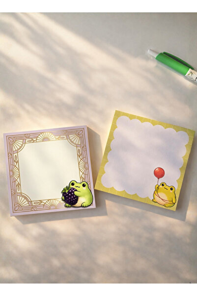furikraft.co 2'li Kedi/Kurbağa Notepad(2) 9,5x9,5 cm – 50 Yaprak Not Kağıdı, ...