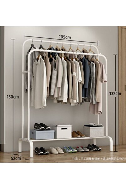 DMV Solux Λευκή Μεταλλική Κρεμάστρα Ρούχων με Κρεμάστρες και Ράφι Παπουτσιών ...
