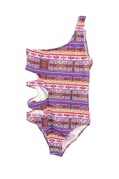 LOOK ME Asymmetrical Cut with Vivid Geometric Figures and Triple Window Detai...