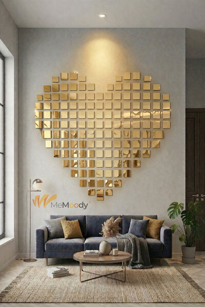 Memoody Dekoratif Yapışkanlı Kare Gold Pleksi Ayna 10 Adet 10x10cm