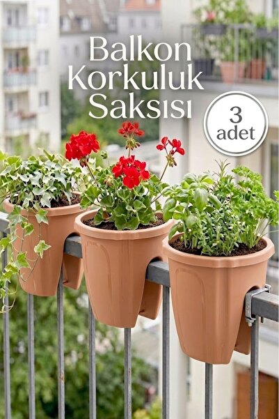 EFFE HOME Dekoratif Balkon Korkuluk Saksısı Oval 3 Adet