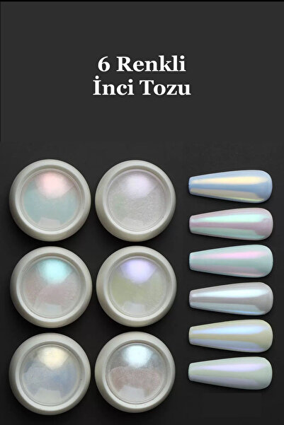 Easy Beauty 6 Adet İnci Tırnak Tozu Renkli İnci Tozu Set Nail Art Tozu Tırnak...