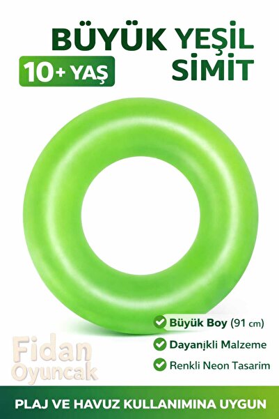 Fidan oyuncak 91 cm Büyük Neon Havuz Deniz Yüzme Simiti – 10+ Yaş (Yeşil & Tu...