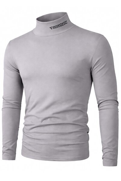 GHASSY CO. Ανδρικό μπλουζάκι με ζιβάγκο από βαμβακερό Lycra, μακρυμάνικο, στε...