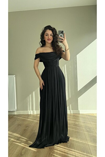 ayşenur Dinçer butik Maybe Maxi Degaje Abiye Siyah