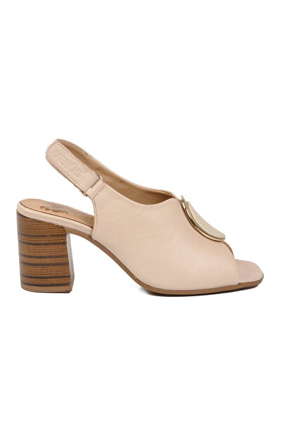 Venüs Beige Genuine Leather Women's Heeled Sandals 2108518Y Z