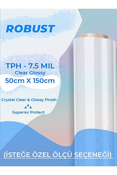 ROBUST 50 cm x 1,5 Metre | TPH PVC Şeffaf Boya Koruma Filmi | 190 MİKRON | (Ö...
