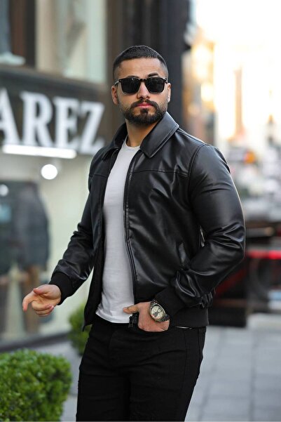 LUMAST Δερμάτινο μπουφάν υψηλής ποιότητας με γιακά από ριμπάναλ