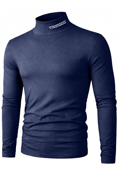 GHASSY CO. Ανδρικό μπλουζάκι με ζιβάγκο από βαμβακερό Lycra, μακρυμάνικο, στε...