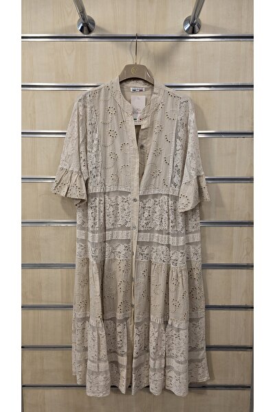 Park Moda Δαντελωτό βαμβακερό κοντό φόρεμα με επένδυση