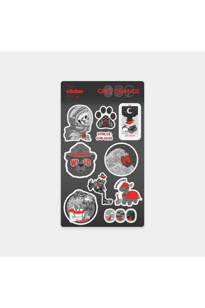 The Sticker Story. سلسلة الملصقات الرمادية البرتقالية