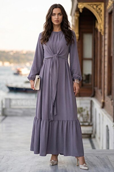 SENSTIL Φόρεμα Ayrobin με δέσιμο στο μπροστινό μέρος, γκρι SS2873