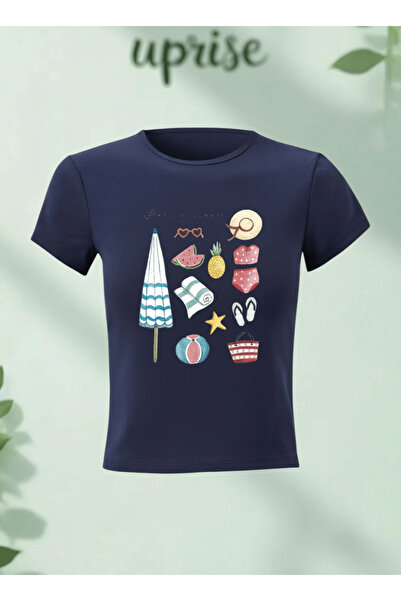 Vordevia Μπλουζάκι με στάμπα Beach Vibe από βαμβάκι και λύκρα