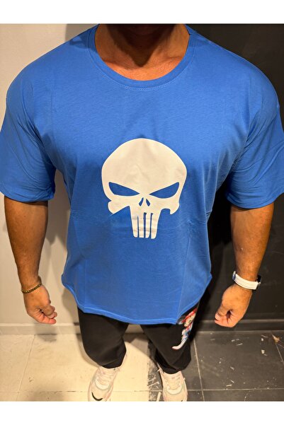 Bas Body FitnessWear Μπλουζάκι Punisher Blue Crew Neck από βαμβάκι με κοντά μ...