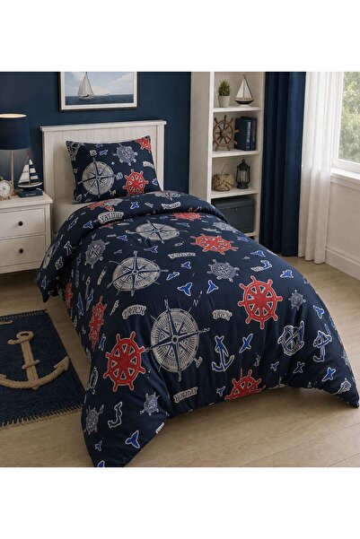 DENİZLİ ÇEYİZ Single Fitted Sheet Duvet Cover Set Sailor