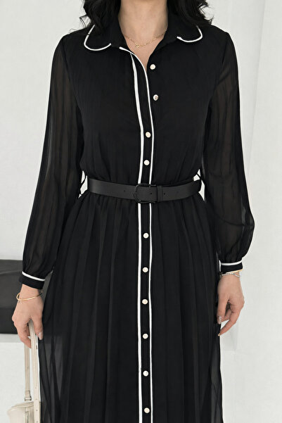 Noi Belis Υφαντό φόρεμα με πλισέ ζώνη σε μέγεθος Maxi SS26EL0014