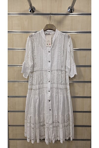 Park Moda Δαντελωτό βαμβακερό κοντό φόρεμα με επένδυση