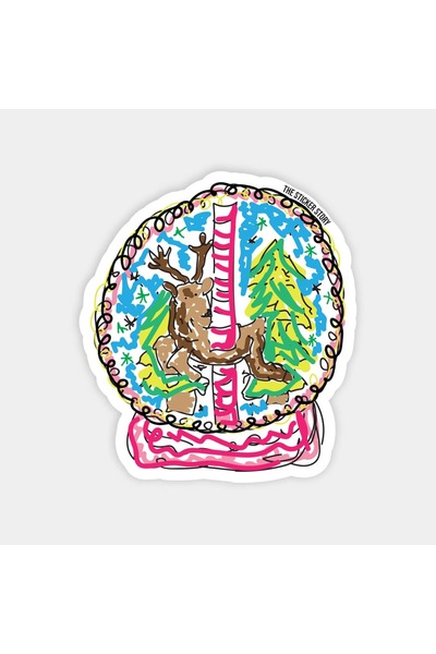 The Sticker Story. Geyikli Snow Globe Christmas Sticker